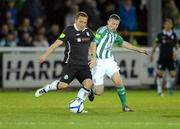 20 April 2012; Gary O'Neill, Shamrock Rovers, in action against Dean Zambra, Bray Wanderers. Airtricity League Premier Division, Bray Wanderers v Shamrock Rovers, Carlisle Grounds, Bray, Co. Wicklow. Photo by Sportsfile