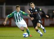 20 April 2012; Chris Turner, Shamrock Rovers, in action against Dane Massey, Bray Wanderers. Airtricity League Premier Division, Bray Wanderers v Shamrock Rovers, Carlisle Grounds, Bray, Co. Wicklow. Photo by Sportsfile