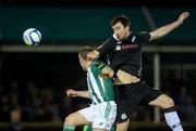 20 April 2012; Craig Sieves, Shamrock Rovers, in action against John Mulroy, Bray Wanderers. Airtricity League Premier Division, Bray Wanderers v Shamrock Rovers, Carlisle Grounds, Bray, Co. Wicklow. Photo by Sportsfile