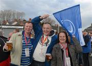 20 April 2012; Leinster supporters Seamus McHugh, Brendan Nevile, and Olivia McHiugh, from Dublin, at the game. Celtic League, Ulster v Leinster, Ravenhill Park, Belfast, Co. Antrim. Picture credit: Oliver McVeigh / SPORTSFILE