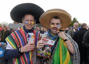 20 April 2012; Leinster supporters John Murray, left, and Gavin Doyle, both from Dublin, at the game. Celtic League, Ulster v Leinster, Ravenhill Park, Belfast, Co. Antrim. Picture credit: Oliver McVeigh / SPORTSFILE