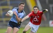 21 April 2012; Mark Schutte, Dublin, in action against John O'Rourke, Cork. Cadburys GAA Football All-Ireland Under 21 Championship Semi-Final, Dublin v Cork, O'Moore Park, Portlaoise, Co. Laois. Picture credit: Matt Browne / SPORTSFILE