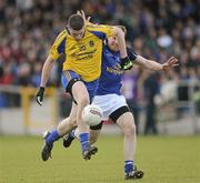 21 April 2012; Cathal Shine, Roscommon, in action against Fergal Fleming, Cavan. Cadburys GAA Football All-Ireland Under 21 Championship Semi-Final, Roscommon v Galway, Glennon Brothers Pearse Park, Co. Longford. Picture credit: Oliver McVeigh / SPORTSFILE