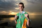 21 April 2012; Adam Nolan, Ireland, with his gold medal near the seafront in Trabzon, after victory over Patrick Wocicki, Germany, during the Final of the Welterweight 69kg division. AIBA European Olympic Boxing Qualifying Championships, Hayri Gür Arena, Trabzon, Turkey. Picture credit: David Maher / SPORTSFILE