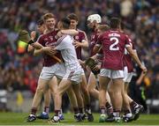 6 August 2017; Galway players celebrate after the Electric Ireland GAA Hurling All-Ireland Minor Championship Semi-Final match between Kilkenny and Galway at Croke Park in Dublin. Photo by Ray McManus/Sportsfile