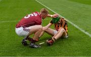 6 August 2017; Ronan Glennon of Galway consoles Eoin Cody of Kilkenny after the Electric Ireland GAA Hurling All-Ireland Minor Championship Semi-Final match between Kilkenny and Galway at Croke Park in Dublin. Photo by Piaras Ó Mídheach/Sportsfile