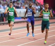 6 August 2017; Brian Gregan of Ireland, left, LaShawn Merritt of the USA and Wayde van Niekerk of South Africa compete in the semi-final of the Men's 400m event during day three of the 16th IAAF World Athletics Championships at the London Stadium in London, England. Photo by Stephen McCarthy/Sportsfile