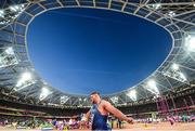 6 August 2017; Joe Kovacs of the USA competes in the Men's Shot Put event during day three of the 16th IAAF World Athletics Championships at the London Stadium in London, England. Photo by Stephen McCarthy/Sportsfile