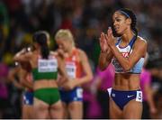 6 August 2017; Katarina Johnson-Thompson of Great Britain following the Women's Heptathlon event during day three of the 16th IAAF World Athletics Championships at the London Stadium in London, England. Photo by Stephen McCarthy/Sportsfile