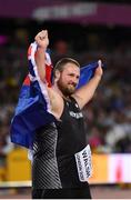 6 August 2017; Tomas Walsh of New Zealand celebrates winning the Men's Shot Put event during day three of the 16th IAAF World Athletics Championships at the London Stadium in London, England. Photo by Stephen McCarthy/Sportsfile