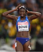 6 August 2017; Tori Bowie of the USA after winning the final of the Women's 100m event during day three of the 16th IAAF World Athletics Championships at the London Stadium in London, England. Photo by Stephen McCarthy/Sportsfile
