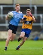 7 August 2017; Peadar Ó Cofaigh Byrne of Dublin in action against Ross Phelan of Clare during the Electric Ireland All-Ireland GAA Football Minor Championship Quarter-Final match between Dublin and Clare at O'Moore Park, Portlaoise, in Co. Laois. Photo by Piaras Ó Mídheach/Sportsfile