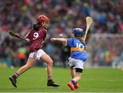 6 August 2017; Aoife Collins of Carnmore N.S., Co Galway in action against Amy O Donnell St. Michael's National School, Clonmel, Co Tipperary, during INTO Cumann na mBunscol GAA Respect Exhibition Go Games at Galway v Tipperary - GAA Hurling All-Ireland Senior Championship Semi-Final at Croke Park in Dublin Photo by Ray McManus/Sportsfile