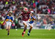 6 August 2017; Sophia Bentley of Bayside Senior N.S., Co Galway, representing Galway, in action against Clara McDonnell of Mercy Convent National School, Naas, Co Kildare, representing Tipperary, during INTO Cumann na mBunscol GAA Respect Exhibition Go Games at Galway v Tipperary - GAA Hurling All-Ireland Senior Championship Semi-Final at Croke Park in Dublin Photo by Ray McManus/Sportsfile