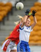 7 August 2017; Caoimhe Mohan of Monaghan in action against Brid Stack of Cork during the TG4 All Ireland Ladies Football Senior Championship - Qualifier 3 match between Cork and Monaghan at Bord Na Mona O'Connor Park, in Tullamore, Co. Offaly. Photo by Eóin Noonan/Sportsfile