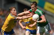 7 August 2017; Diarmuid O'Connor of Mayo is tackled by Niall McInerney of Roscommon during the GAA Football All-Ireland Senior Championship Quarter Final replay match between Mayo and Roscommon at Croke Park in Dublin. Photo by Ramsey Cardy/Sportsfile