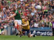 7 August 2017; David Murray of Roscommon tries to block a shot by Keith Higgins of Mayo during the GAA Football All-Ireland Senior Championship Quarter-Final Replay match between Mayo v Roscommon at Croke Park, in Dublin. Photo by Ray McManus/Sportsfile