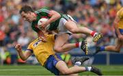 7 August 2017; Alan Dillon of Mayo in action against David Murray of Roscommon during the GAA Football All-Ireland Senior Championship Quarter-Final Replay match between Mayo v Roscommon at Croke Park, in Dublin. Photo by Ray McManus/Sportsfile