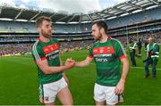 7 August 2017; Seamus O'Shea of Mayo shakes hands with Kevin McLoughlin, right, following the GAA Football All-Ireland Senior Championship Quarter Final replay match between Mayo and Roscommon at Croke Park in Dublin. Photo by Ramsey Cardy/Sportsfile