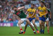 7 August 2017; Séamus O'Shea of Mayo in action against Caoileann Fitzmaurice of Roscommon during the GAA Football All-Ireland Senior Championship Quarter-Final Replay match between Mayo v Roscommon at Croke Park, in Dublin. Photo by Daire Brennan/Sportsfile