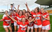 7 August 2017; Cork players celebrate after the All Ireland Ladies Football Minor A Championship Final match between Cork v Galway at Bord Na Mona O'Connor Park, in Tullamore, Co. Offaly. Photo by Eóin Noonan/Sportsfile