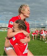 7 August 2017; Ciara McCarthy, left, celebrates with Georgia Gould after the All Ireland Ladies Football Minor A Championship Final match between Cork v Galway at Bord Na Mona O'Connor Park, in Tullamore, Co. Offaly. Photo by Eóin Noonan/Sportsfile