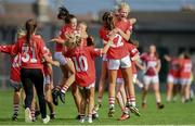 7 August 2017; Cork players celebrate after the final whistle during the All Ireland Ladies Football Minor A Championship Final match between Cork v Galway at Bord Na Mona O'Connor Park, in Tullamore, Co. Offaly. Photo by Eóin Noonan/Sportsfile