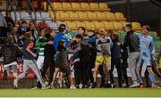 7 August 2017; Shamrock Rovers supporters celebrate the winning goal scored by James Doona in extra-time during the EA Sports Cup semi-final match between Shamrock Rovers and Cork City at Tallaght Stadium, in Dublin.  Photo by Piaras Ó Mídheach/Sportsfile
