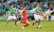 7 August 2017; Garry Buckley of Cork City in action against David Webster, left, and David McAllister of Shamrock Rovers during the EA Sports Cup semi-final match between Shamrock Rovers and Cork City at Tallaght Stadium, in Dublin.  Photo by Piaras Ó Mídheach/Sportsfile