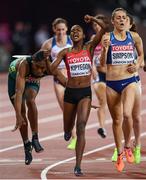 7 August 2017; Faith Chepngetich Kipyegon of Kenya celebrates winning the final of the Women's 1500m event during day four of the 16th IAAF World Athletics Championships at the London Stadium in London, England. Photo by Stephen McCarthy/Sportsfile