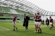 21 April 2012; Clontarf players leave the pitch after the game. Ulster Bank League Division 1A, Lansdowne v Clontarf, Aviva Stadium, Lansdowne Road, Dublin. Picture credit: Stephen McCarthy / SPORTSFILE