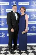 21 April 2012; Leinster's Mike Ross with his wife Kimberley in attendance at the Leinster Rugby Awards Ball. Leinster Rugby Awards Ball, Mansion House, Dawson St, Dublin. Picture credit: Brendan Moran / SPORTSFILE