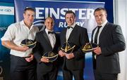 21 April 2012; Leinster players, from left, Brad Thorn, Mat Berquist, Simon Shawe and Nathan White who were all presented with Leinster caps but will be leaving at the end of the season. Leinster Rugby Awards Ball, Mansion House, Dawson St, Dublin. Picture credit: Brendan Moran / SPORTSFILE
