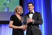 21 April 2012; Leinster's Rob Kearney is presented with the Bank of Ireland Players' Player of the Year award by Laura Lynch, Head of Sponsorship, Bank of Ireland. Leinster Rugby Awards Ball, Mansion House, Dawson St, Dublin. Picture credit: Brendan Moran / SPORTSFILE