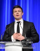 21 April 2012; Leinster's Brian O'Driscoll speaking about team-mate Shane Horgan on the occasion of his retirement from the game this season. Leinster Rugby Awards Ball, Mansion House, Dawson St, Dublin. Picture credit: Brendan Moran / SPORTSFILE