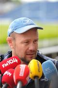 23 April 2012; Leinster scrum coach Greg Feek speaking to the media during a press conference ahead of their Heineken Cup Semi-Final against ASM Clermont Auvergne on Sunday. Leinster Rugby Squad Press Conference, RDS, Ballsbridge, Dublin. Picture credit: Stephen McCarthy / SPORTSFILE