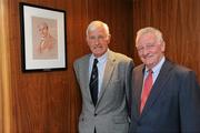 23 April 2012; In attendance at the unveiling of portraits of FAI Past Presidents are Michael Hooper, left, and Professor Conal Hooper, with a portrait of Past President of the FAI Dr. W. F. Hooper. FAI Headquarters, Abbotstown, Dublin. Picture credit: Brendan Moran / SPORTSFILE