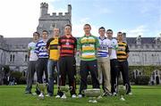 23 April 2012; In attendance at the launch of the Cork County Football Championships are players, from left to right, Aidan Walsh, Kanturk, Michael O'Sullivan, Kinsale, Paudie Kissane, Clyda Rovers, David O'Flynn, Newmarket, John Hayes, Carbery Rangers, Sean Cahalane, Castlehaven, Eoghain O'Connor, Kanturk, and Paul O'Flynn, Avondhu. University College Cork, Cork. Picture credit: Diarmuid Greene / SPORTSFILE