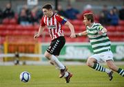 23 April 2012; Kevin Deery, Derry City, in action against Ronan Finn, Shamrock Rovers. Setanta Sports Cup Semi-Final, Second Leg, Derry City v Shamrock Rovers, Brandywell, Derry. Picture credit: Oliver McVeigh / SPORTSFILE