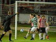 23 April 2012; Gary Twigg, Shamrock Rovers, scores his side's second goal. Setanta Sports Cup Semi-Final, Second Leg, Derry City v Shamrock Rovers, Brandywell, Derry. Picture credit: Oliver McVeigh / SPORTSFILE