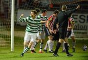 23 April 2012; Gary Twigg, Shamrock Rovers, celebrates after scoring his side's second goal. Setanta Sports Cup Semi-Final, Second Leg, Derry City v Shamrock Rovers, Brandywell, Derry. Picture credit: Oliver McVeigh / SPORTSFILE