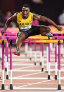 7 August 2017; Omar McLeod of Jamaica on his way to winning the final of the Men's 110m Hurdles event during day four of the 16th IAAF World Athletics Championships at the London Stadium in London, England. Photo by Stephen McCarthy/Sportsfile