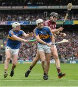 6 August 2017; Joseph Cooney of Galway in action against Séamus Kennedy, left, and Michael Cahill of Tipperary during the GAA Hurling All-Ireland Senior Championship Semi-Final match between Galway and Tipperary at Croke Park in Dublin. Photo by Piaras Ó Mídheach/Sportsfile