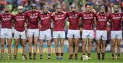 6 August 2017; Galway players stand for the National Anthem before the GAA Hurling All-Ireland Senior Championship Semi-Final match between Galway and Tipperary at Croke Park in Dublin. Photo by Piaras Ó Mídheach/Sportsfile