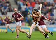 6 August 2017; Jordon Molloy of Kilkenny in action against Galway's Conor Fahey, left, and Conor Walsh during the Electric Ireland GAA Hurling All-Ireland Minor Championship Semi-Final match between Kilkenny and Galway at Croke Park in Dublin. Photo by Piaras Ó Mídheach/Sportsfile