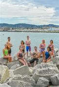8 August 2017; The 87th Dún Laoghaire Harbour Race takes place on Sunday next 13th August with over 300 swimmers taking to the waters of Dún Laoghaire Harbour. As this year also marks the Bicentenary of Dún Laoghaire Harbour, the race will be a special occasion for sea swimmers, spectators and the citizens of Dún Laoghaire. Each weekend from June to September Leinster Open Sea in partnership with the swimming clubs of Leinster run approximately forty Open Sea Races along the coast of Dublin and Wicklow. The Dún Laoghaire Harbour Race along with the Jones Engineering Dublin City Liffey Swim are the top two “blue ribbon” races on the Open Sea Calendar in Ireland. In attendance at the launch in Dun Laoghaire Harbour in Dún Laoghaire, Co. Dublin, are from left, Alison Burke, Paul O'Flynn, Orla Walsh, Saokia Blake, Sean Nolan, Josh Reilly, Maria Schafer, Johanna Pinto Lee and Maeve Keenan. Photo by Brendan Moran/Sportsfile
