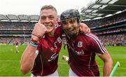 6 August 2017; Ronan Glennon, left, and Daniel Loftus of Galway celebrate after the Electric Ireland GAA Hurling All-Ireland Minor Championship Semi-Final match between Kilkenny and Galway at Croke Park in Dublin. Photo by Piaras Ó Mídheach/Sportsfile