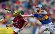 6 August 2017; David Purcell of St. Mary's N.S. Booterstown, Co Dublin, representing Galway, in action against Diarmuid Donnellan of Ballinamoney National School, Bailieborough, Co Cavan, representing Tipperary, during INTO Cumann na mBunscol GAA Respect Exhibition Go Games at Galway v Tipperary - GAA Hurling All-Ireland Senior Championship Semi-Final at Croke Park in Dublin Photo by Sam Barnes/Sportsfile