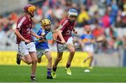 6 August 2017; Brian O Halloran of Kildalkey NS, Co Meath, representing Galway, in action against Orrin O'Connor of St. Patrick's Primary School, Glenariff, Co Antrim, representing Tipperary, during INTO Cumann na mBunscol GAA Respect Exhibition Go Games at Galway v Tipperary - GAA Hurling All-Ireland Senior Championship Semi-Final at Croke Park in Dublin Photo by Sam Barnes/Sportsfile