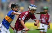 6 August 2017; Brian O Halloran of Kildalkey NS, Co Meath, representing Galway, in action against Donagh Cooney of Ballygunner  N.S. , Waterford, representing Tipperary, during INTO Cumann na mBunscol GAA Respect Exhibition Go Games at Galway v Tipperary - GAA Hurling All-Ireland Senior Championship Semi-Final at Croke Park in Dublin Photo by Sam Barnes/Sportsfile